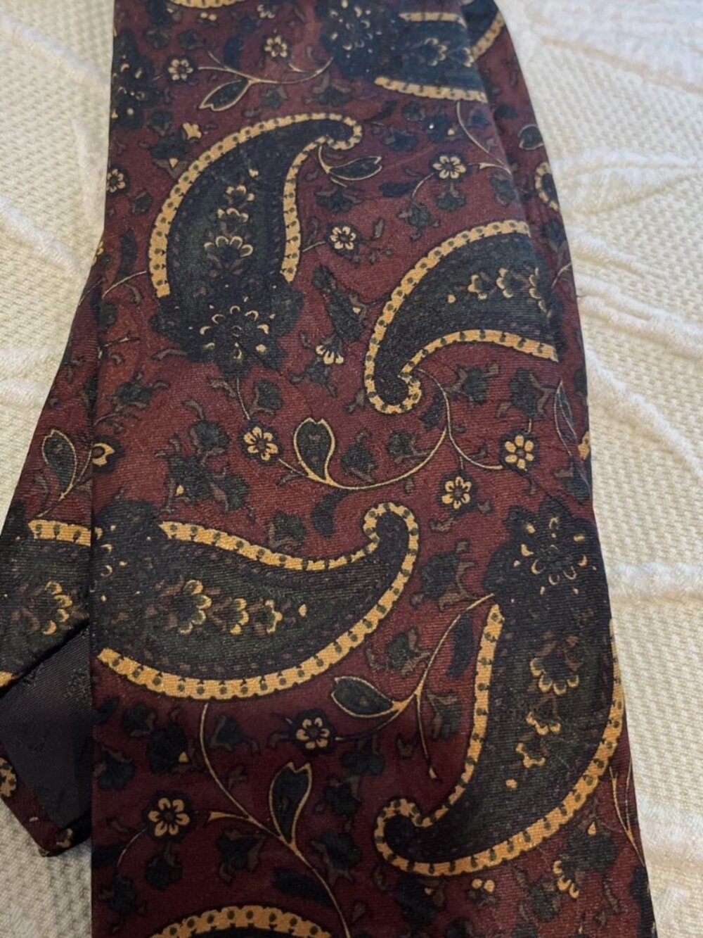 FENDI Vintage Floral paisley print silk tie Italy brown red gold designer